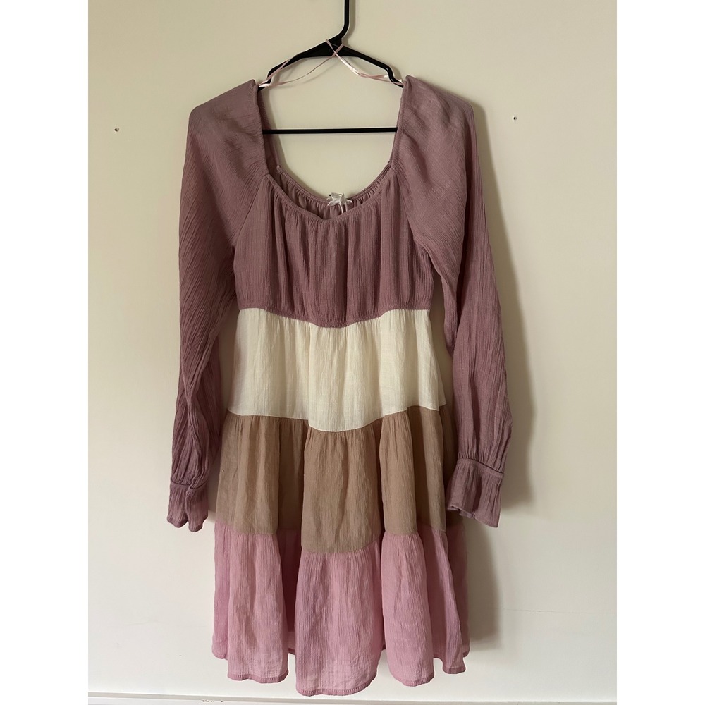 Blu Pepper Tiered‎ Ruffle Mini Dress Small Colorblock Boho Fairy Whismy prairie